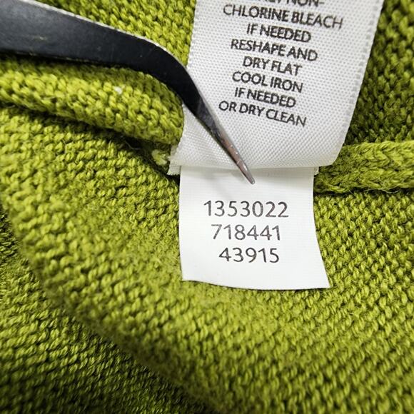 J.Jill Sweater Women M Green Wool Blend Knit Boatneck Button Detail Cuffs Preppy - Picture 6 of 9